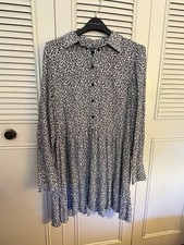 Madewell Shirt Dress Womens M Black Ditsy Floral Button Collared Long Sleeve