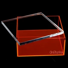 NEW! OnDisplay ELECTRIC NEON LUXE CLEAR ACRYLIC STORAGE TREASURE BOX - LARGE