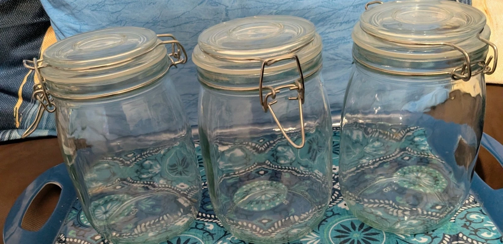 36Oz Food Storage Canister Glass Jars with Clamp Airtight Lids (3 Pack)