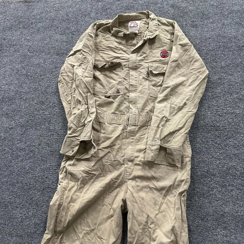 Workrite Coveralls Mens 42-R Khaki Flame Resistant FR Twill Workwear Utility - product listing photo