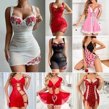 Women's Sexy-Lingerie Babydoll G-string Sleepwear Underwear Lace Dress Nightwear