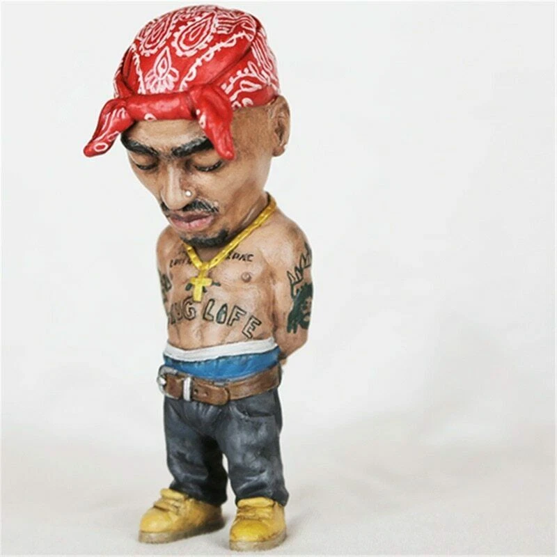 Figura Tupac Estrella Pop-Rapero Pequeña Resina 10 cm Genial Hip Hop Guy Estatua de Escritorio Foto 3 de 4