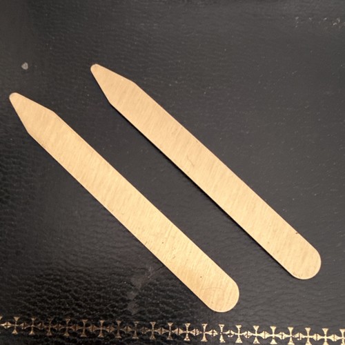 Gold Tone Metal Collar Stays for Men, 2 Piece Set, Dress Shirt Accessories