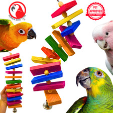 Bonka Bird Toys 2335 Large Slat Chewer Colored Wood Parrot Cage Toy Conure Pet