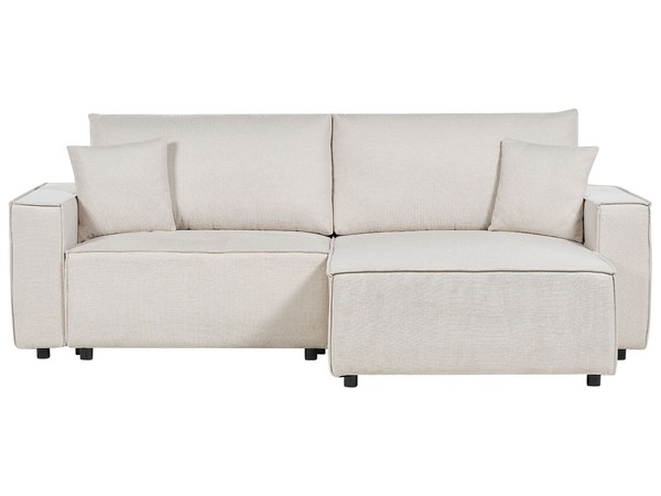 3-Sitzer Ecksofa Beige Links Mit Chaiselongue Schlaffunktion Stauraum Karila-image