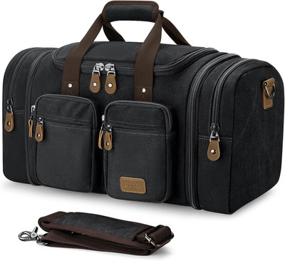 Expandable 50L Canvas Duffle Bag Water Resistant Gym Travel Weekender Grey