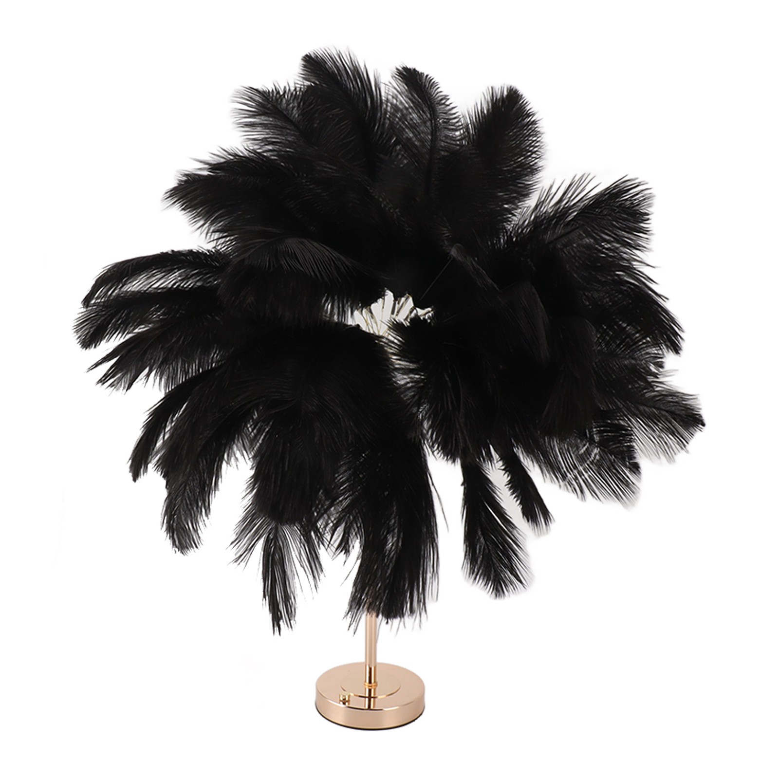 Modern Ostrich Feather Table Lamp With Touch Switch Base For Bedroom Decoration