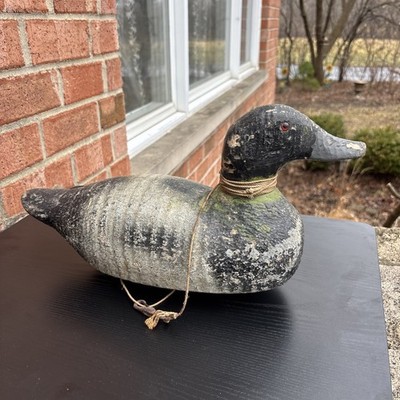 Vintage Wooden Duck Decoy Pratt Joliet IL Bluebill 1920s Farm Barn