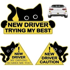 3 Pcs Black Cat New Car Driving Magnets,Student Driver Magnet for Blue