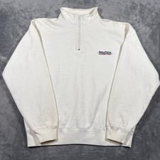 Nautica Competition Sweatshirt Mens Large White Cotton Mock Neck Quarter Zip