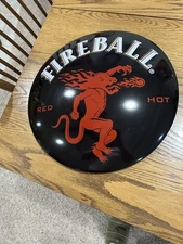 Fireball Whisky Domed Button Tin Metal Sign - Tastes Like Heaven - Whiskey