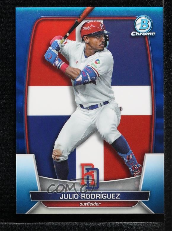 2023 Bowman Chrome WBC Flag Variations Blue Refractor 57/75 Julio Rodriguez