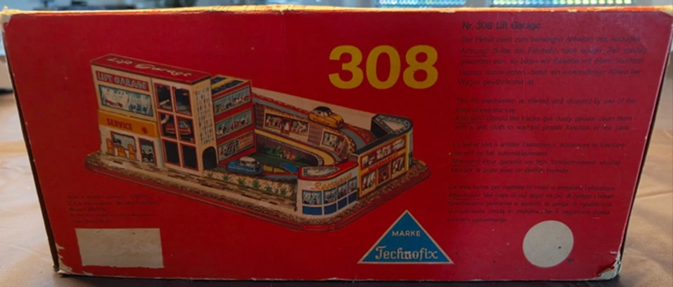 Technofix 308 Lift Garage mit 3 Autos, Aufzugwerk, 50er Jahre, alt - Bild 4 von 4