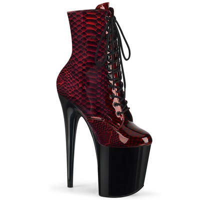 Pleaser 8'' Heel Lace-Up Front Ankle Side Zip Adult Women Boots Flamingo/1020Sp