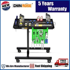 Rolling Tool Tray with Wheels Adjustable Height Mobile Work Table Adjustable