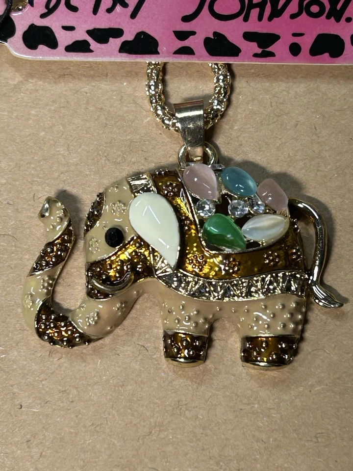 Betsey Johnson Piedras de Cristal Brillante en Elefante Colgante en Collar de Oro Nuevo Foto 3 de 4