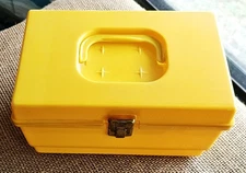 Vintage Wilson Wil Hold Yellow Sewing Box With Tray Plastic 10"x6"x5"