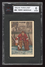 1952 Parkhurst #86 Terry Sawchuk KSA 6 Goalie Second HOF Card Detroit Red Wings