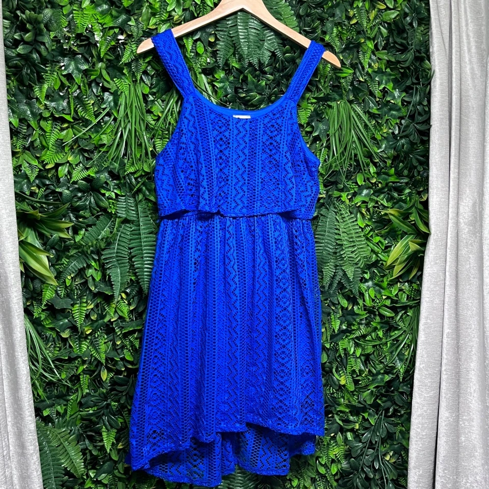 Emily West 连衣裙女孩蓝色钩针编织叠层分层尺寸 16.5 无袖 3173 — 第 3/4 张图片