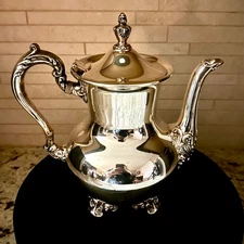 Poole Silver Co. EPCA Silverplate Teapot – Ornate Footed Victorian Style