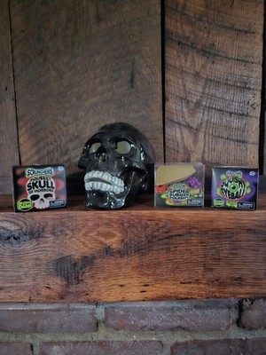 Tobar Halloween SCRUNCHEMS squishy Lot of 3/ Spider burger, skull, Squishy Eye. 