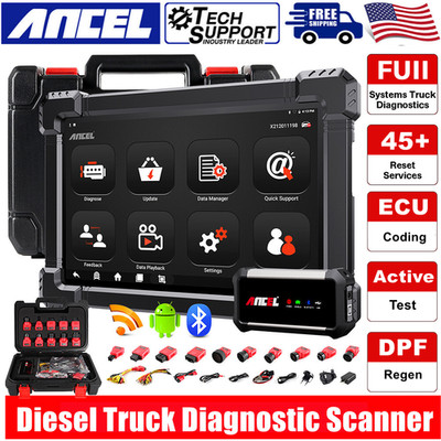 ANCEL OBD2 Scanner Diesel Heavy Duty Truck Diagnostic Tool DPF Regen ECU Coding