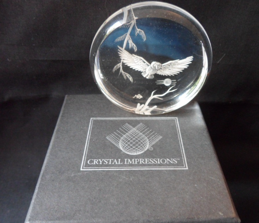Crystal Impressions 3D Laser Cut Paperweight Etched Owl in 60mm Sphere - Boxed