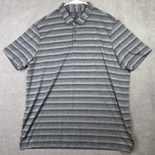 Adidas Golf Polo Shirt Men's 2XL Dk Gray SS Stripes 3 Button