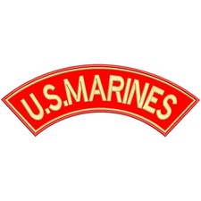 12" U.S MARINES Embroidered Curved Top Rocker Patch - Red & Gold Back Patch
