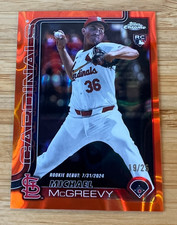 2025 Topps Chrome Update Series Sapphire Michael McGreevy Orange Wave RC /25