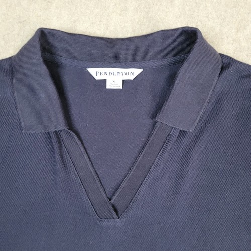 Pendleton Womens Short Sleeve Polo Shirt Blouse Navy Blue Size XL Pima Cotton - Picture 2 of 8