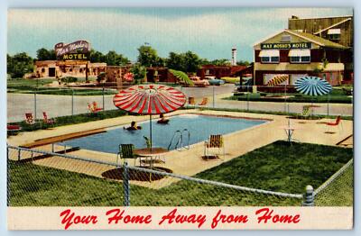 1957 Max Mosko's Motel & Restaurant Swimming Pool Lakewood Colorado Postcard