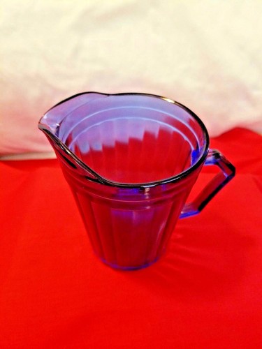 Beautiful Cobalt Blue Glass Ware Pitcher/Small Creamer 4 1/2" Tall - Picture 2 of 4