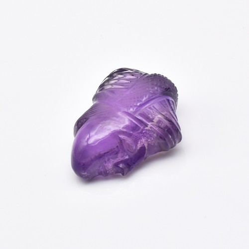 Natural Amethyst Engraved Face Cabochon 48.58 Ct Gemstone Pendant Designing - Picture 5 of 6