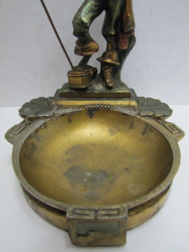 SWASHBUCKLER PIRATE Antique PAUL HERZEL Bronze Clad Decorative Arts Tray Ashtray - Picture 3 of 12