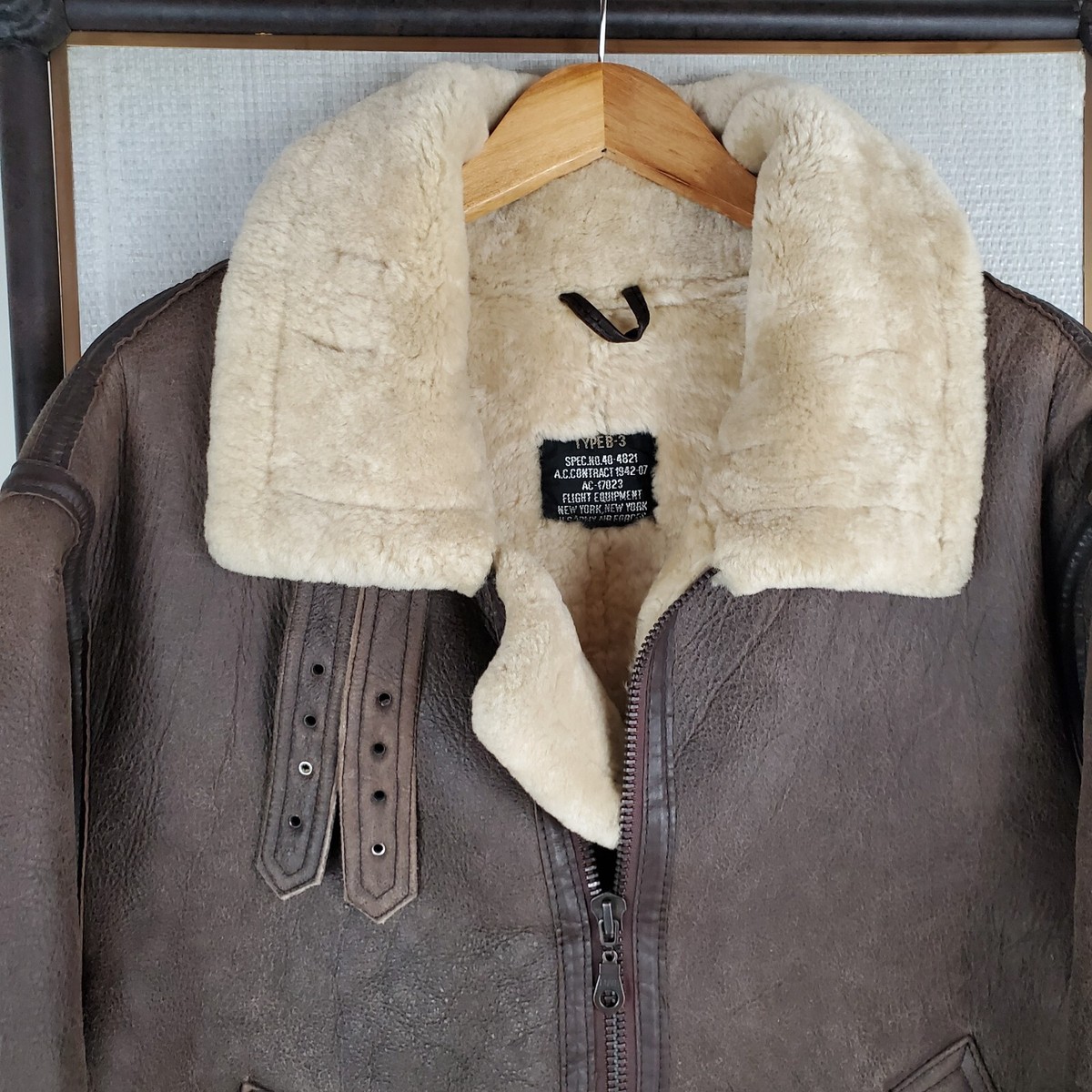 VTG FLIGHT EQUIPMENT Size Small B-3 Leather Shearling Flight 