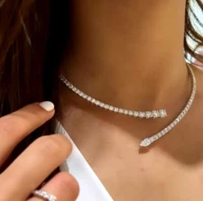 Simple Geometry Rhinestone Open Collar Necklace Adjustable Jewelry for Women Fa