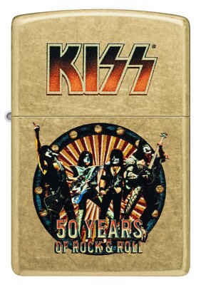 Zippo Windproof Lighter With the Group Kiss, 50 Years, 46738, New