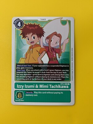 4x Izzy Izumi & Mimi Tachikawa BT5-089 - Rare Green Digimon TCG