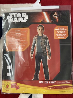 Star Wars Kinder Kostüm Kostüm Offiziell Rubies Deluxe Finn Alter 9-10 Neu