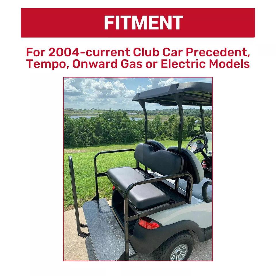 Kit de asiento trasero plegable abatible para carro de golf Club Car Precedent/Tempo con barra de agarre Foto 2 de 4