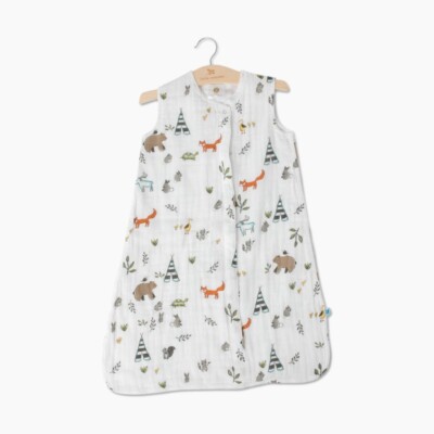 NWT LITTLE UNICORN 'FOREST FRIENDS' XL 18/24 MONTHS COTTON MUSLIN SLEEP SACK