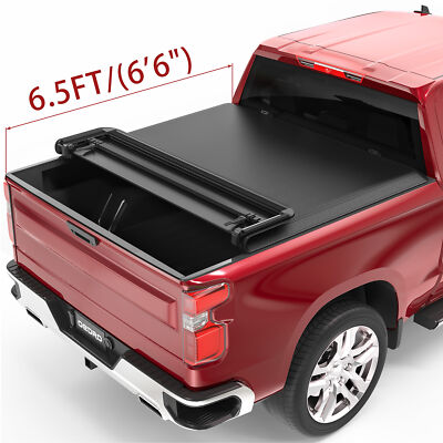 OEDRO 6.5FT 4 Fold Tonneau Cover  For 2019-2026 GMC Sierra Chevy Silverado 1500
