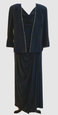 Alex Evenings Women's Dark Blue Maxi 2 Piece Draped Gown Jacket Size 6