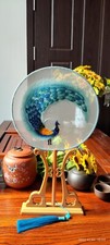 Chinese  handle round Fan double-side Embroidered circle fan hanfu fan