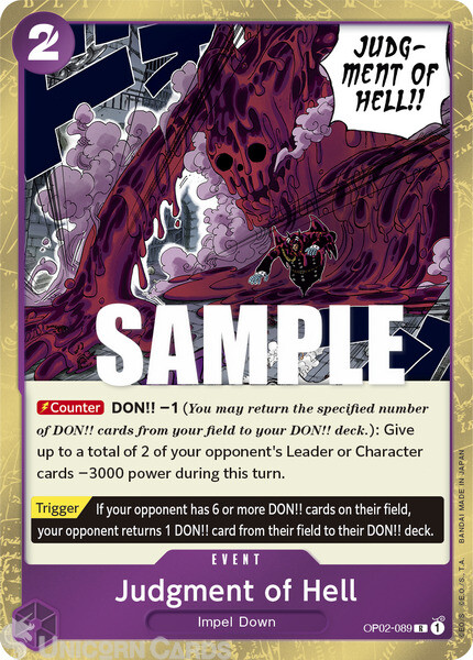 OP02-089 Judgment of Hell Rare One Piece TCG Card | eBay