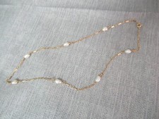 Child's Fresh Water Pearl Necklace w/ Chain - 7 Pearls 1 1/2" a part - 11 184