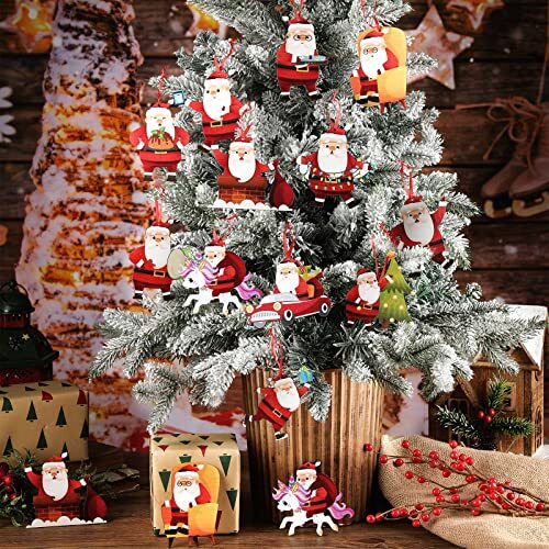 36 Pcs Christmas Tree Ornament Santa Claus Hanging Ornaments Wooden Funny - Picture 3 of 8