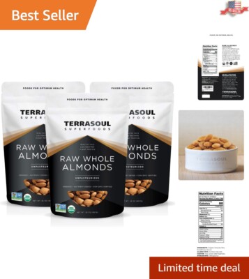 Premium Organic Almonds 6lbs Raw Unpasteurized - 3 Pack, Small Family Business