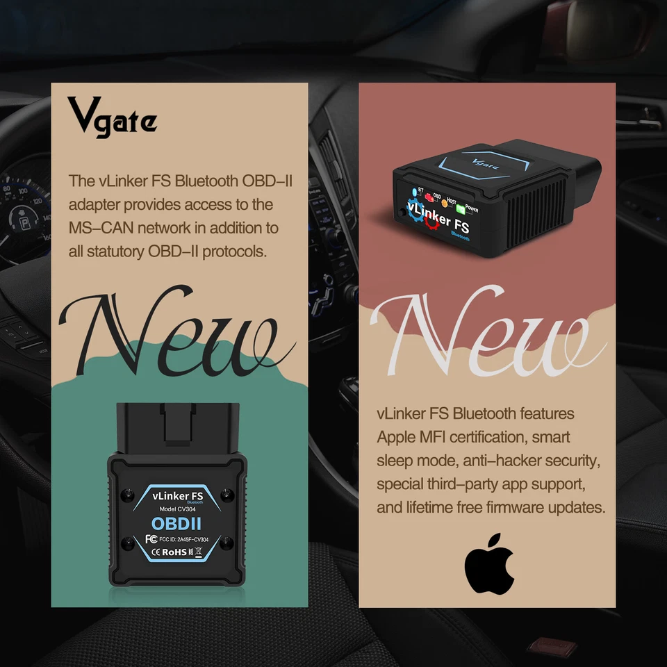 Vgate vLinker FS Bluetooth OBD2 Detectar códigos de error lectores de fallas para iOS/Android Foto 4 de 4